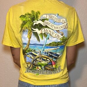 Margaritaville Yellow Short Sleeve Tee with Tropical Graphic